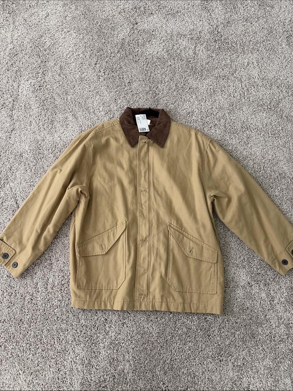 H&M Barn Jacket with Corduroy Collar - Tan & Olive - Picture 2 of 5